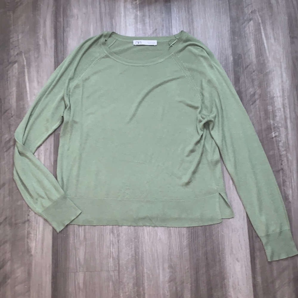 Zara Sage Green Light Sweater
